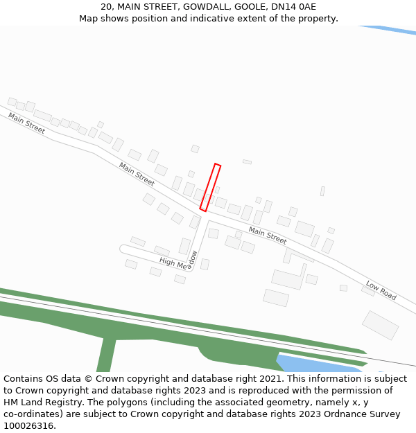 20, MAIN STREET, GOWDALL, GOOLE, DN14 0AE: Location map and indicative extent of plot