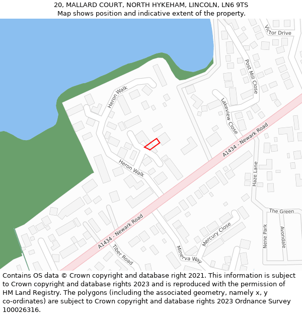 20, MALLARD COURT, NORTH HYKEHAM, LINCOLN, LN6 9TS: Location map and indicative extent of plot