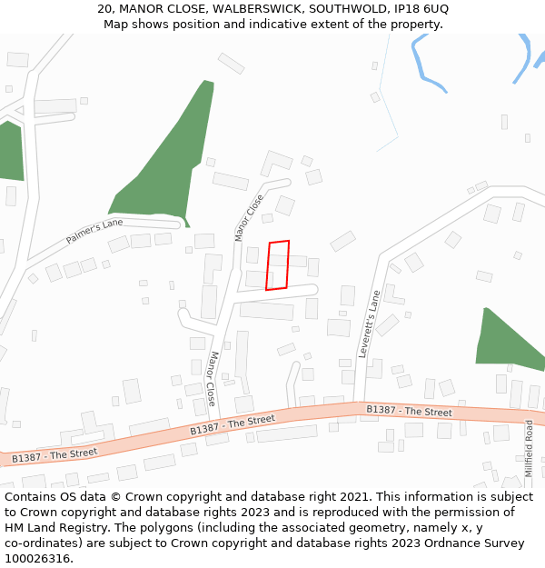 20, MANOR CLOSE, WALBERSWICK, SOUTHWOLD, IP18 6UQ: Location map and indicative extent of plot