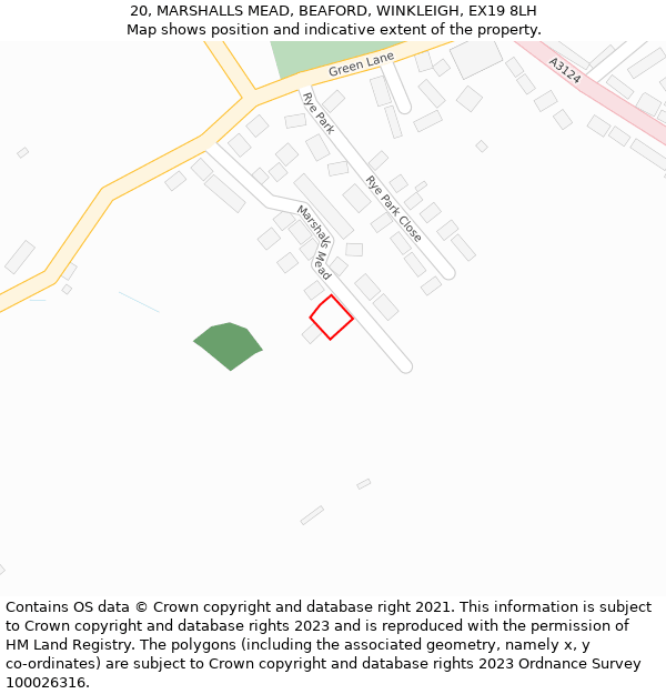 20, MARSHALLS MEAD, BEAFORD, WINKLEIGH, EX19 8LH: Location map and indicative extent of plot