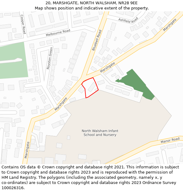 20, MARSHGATE, NORTH WALSHAM, NR28 9EE: Location map and indicative extent of plot