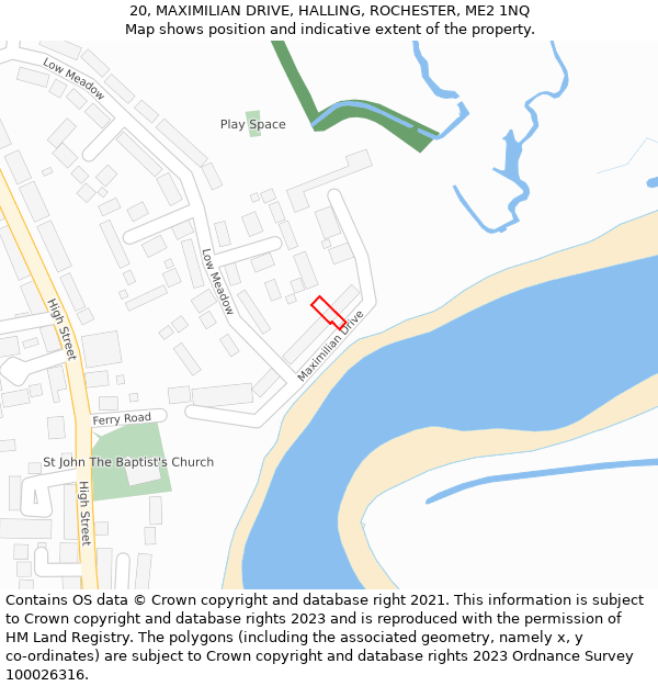 20, MAXIMILIAN DRIVE, HALLING, ROCHESTER, ME2 1NQ: Location map and indicative extent of plot