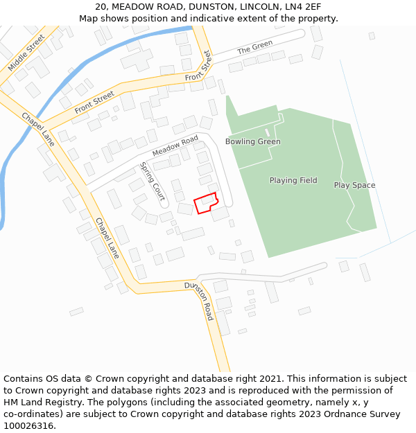 20, MEADOW ROAD, DUNSTON, LINCOLN, LN4 2EF: Location map and indicative extent of plot