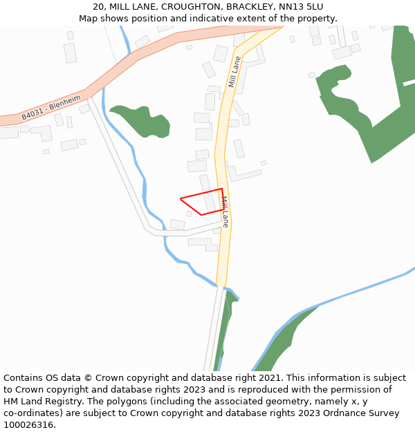 20, MILL LANE, CROUGHTON, BRACKLEY, NN13 5LU: Location map and indicative extent of plot