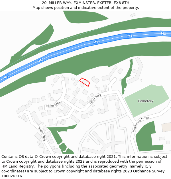 20, MILLER WAY, EXMINSTER, EXETER, EX6 8TH: Location map and indicative extent of plot