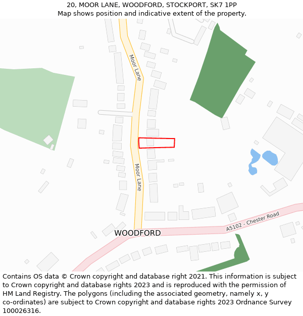 20, MOOR LANE, WOODFORD, STOCKPORT, SK7 1PP: Location map and indicative extent of plot