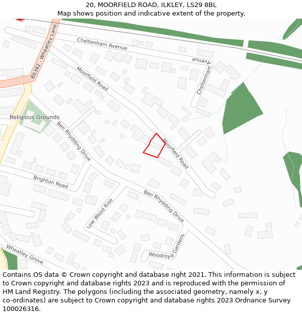 20, MOORFIELD ROAD, ILKLEY, LS29 8BL: Location map and indicative extent of plot