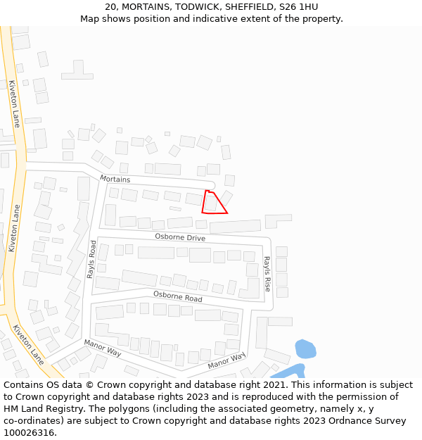 20, MORTAINS, TODWICK, SHEFFIELD, S26 1HU: Location map and indicative extent of plot