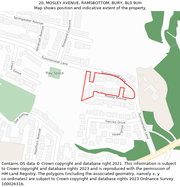 20, MOSLEY AVENUE, RAMSBOTTOM, BURY, BL0 9UH: Location map and indicative extent of plot