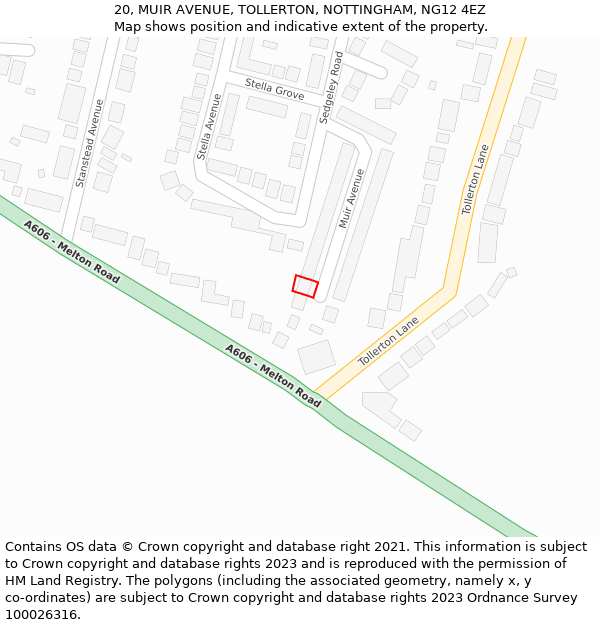 20, MUIR AVENUE, TOLLERTON, NOTTINGHAM, NG12 4EZ: Location map and indicative extent of plot