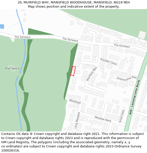 20, MUIRFIELD WAY, MANSFIELD WOODHOUSE, MANSFIELD, NG19 9EH: Location map and indicative extent of plot