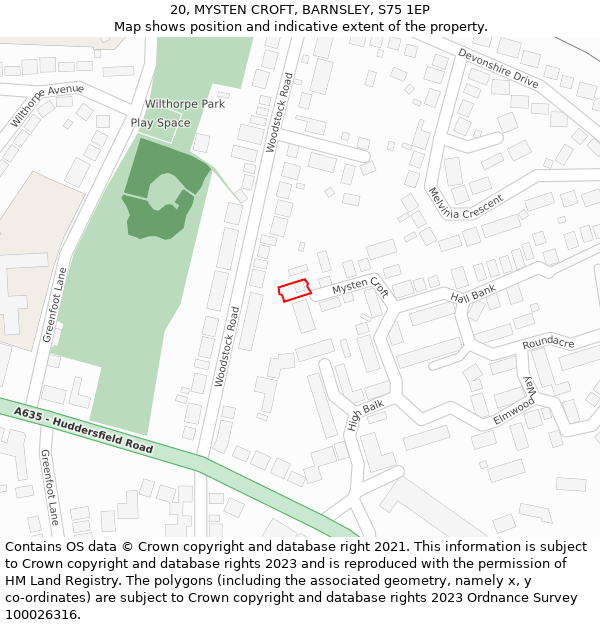 20, MYSTEN CROFT, BARNSLEY, S75 1EP: Location map and indicative extent of plot