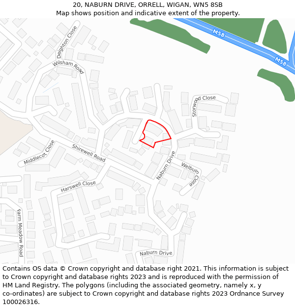 20, NABURN DRIVE, ORRELL, WIGAN, WN5 8SB: Location map and indicative extent of plot