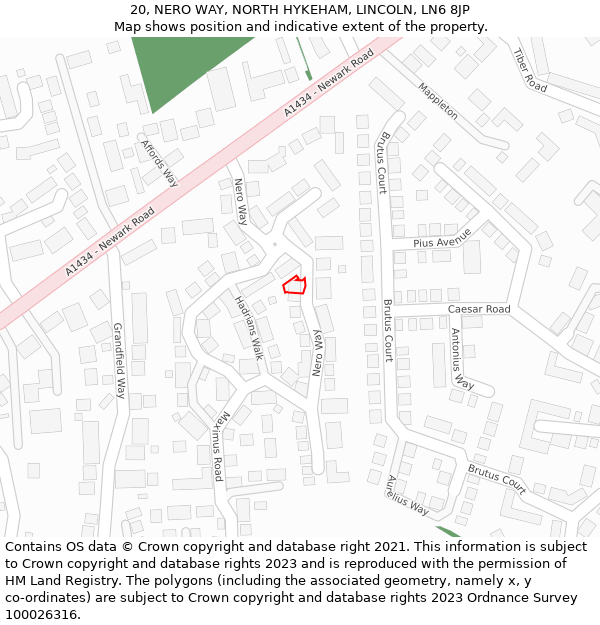 20, NERO WAY, NORTH HYKEHAM, LINCOLN, LN6 8JP: Location map and indicative extent of plot