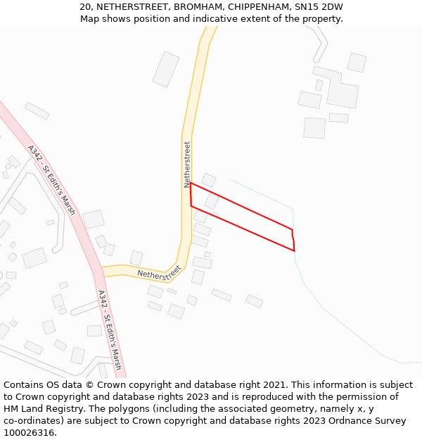 20, NETHERSTREET, BROMHAM, CHIPPENHAM, SN15 2DW: Location map and indicative extent of plot