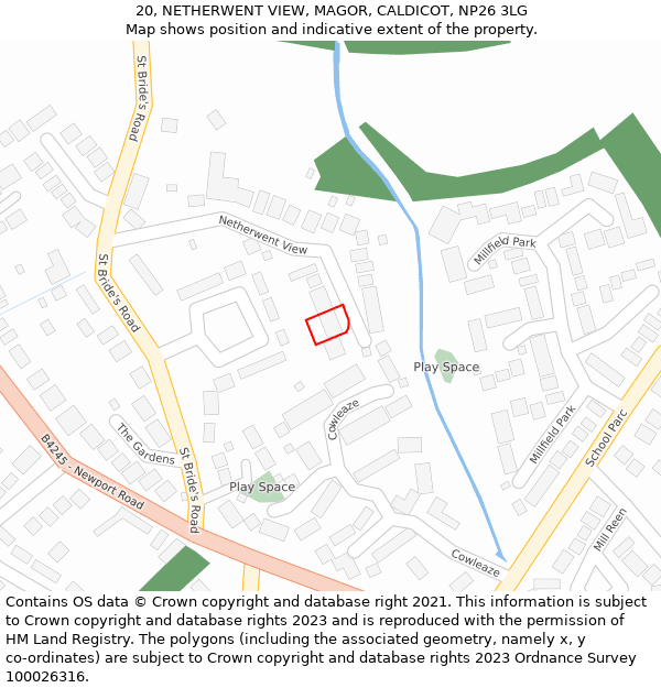 20, NETHERWENT VIEW, MAGOR, CALDICOT, NP26 3LG: Location map and indicative extent of plot