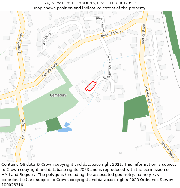 20, NEW PLACE GARDENS, LINGFIELD, RH7 6JD: Location map and indicative extent of plot