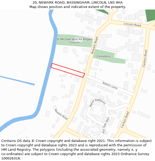 20, NEWARK ROAD, BASSINGHAM, LINCOLN, LN5 9HA: Location map and indicative extent of plot