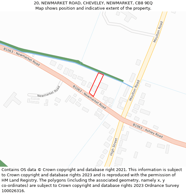 20, NEWMARKET ROAD, CHEVELEY, NEWMARKET, CB8 9EQ: Location map and indicative extent of plot