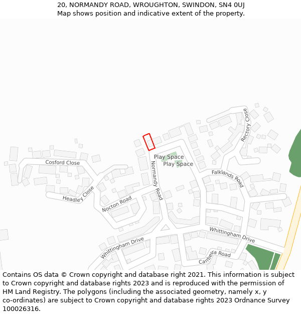 20, NORMANDY ROAD, WROUGHTON, SWINDON, SN4 0UJ: Location map and indicative extent of plot