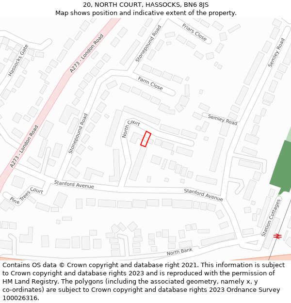 20, NORTH COURT, HASSOCKS, BN6 8JS: Location map and indicative extent of plot