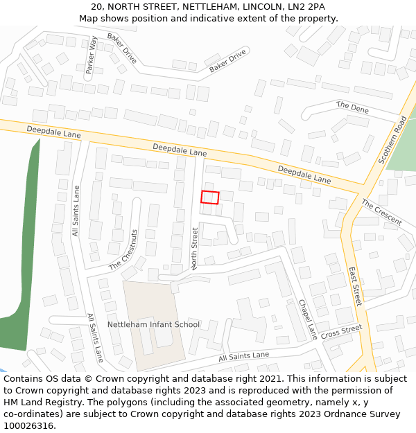 20, NORTH STREET, NETTLEHAM, LINCOLN, LN2 2PA: Location map and indicative extent of plot