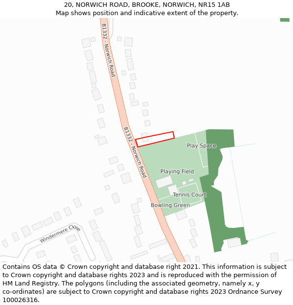 20, NORWICH ROAD, BROOKE, NORWICH, NR15 1AB: Location map and indicative extent of plot