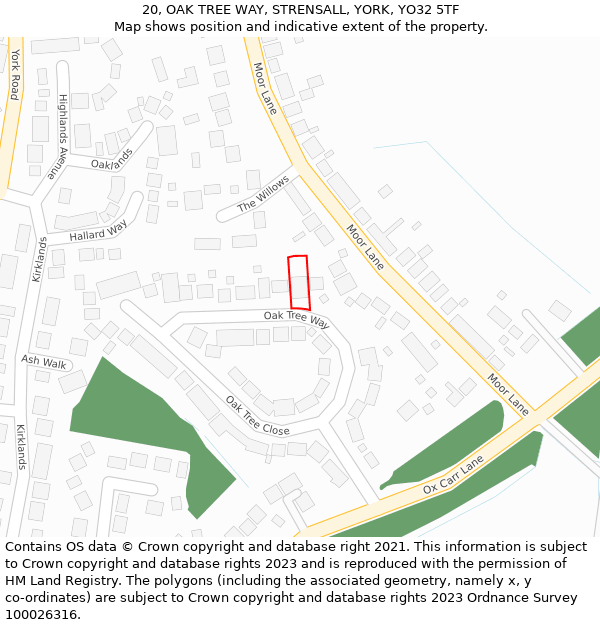 20, OAK TREE WAY, STRENSALL, YORK, YO32 5TF: Location map and indicative extent of plot