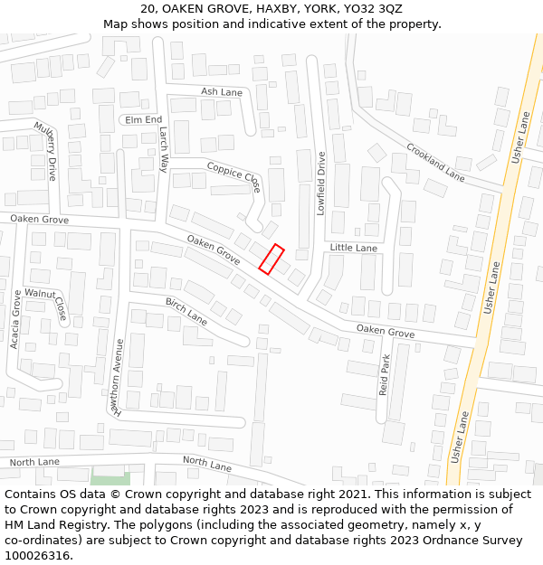 20, OAKEN GROVE, HAXBY, YORK, YO32 3QZ: Location map and indicative extent of plot