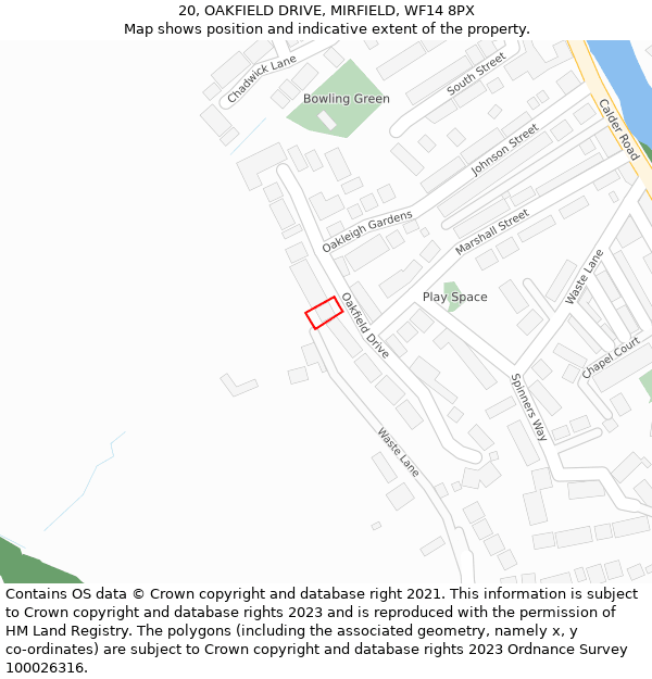 20, OAKFIELD DRIVE, MIRFIELD, WF14 8PX: Location map and indicative extent of plot