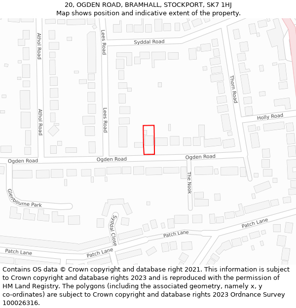 20, OGDEN ROAD, BRAMHALL, STOCKPORT, SK7 1HJ: Location map and indicative extent of plot