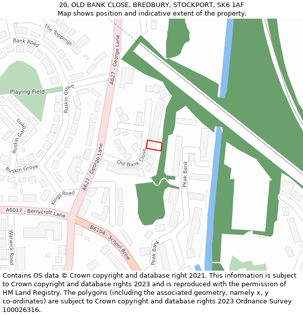 20, OLD BANK CLOSE, BREDBURY, STOCKPORT, SK6 1AF: Location map and indicative extent of plot