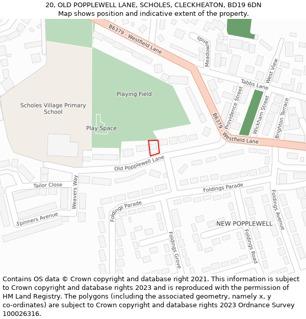 20, OLD POPPLEWELL LANE, SCHOLES, CLECKHEATON, BD19 6DN: Location map and indicative extent of plot