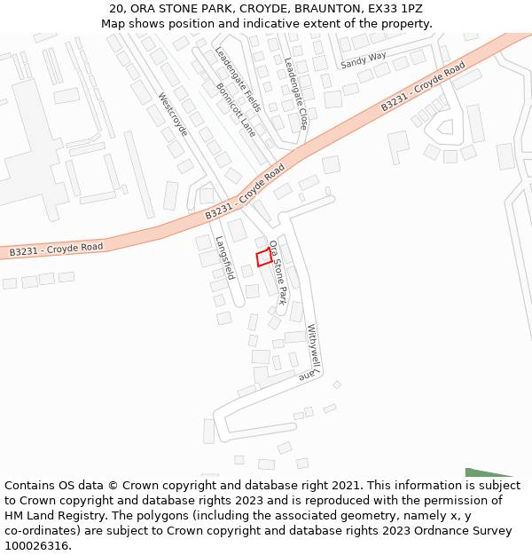 20, ORA STONE PARK, CROYDE, BRAUNTON, EX33 1PZ: Location map and indicative extent of plot