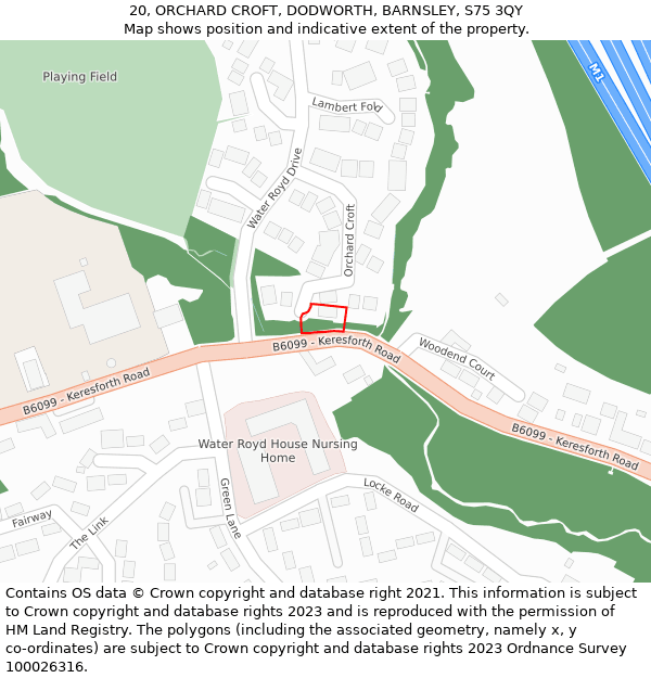 20, ORCHARD CROFT, DODWORTH, BARNSLEY, S75 3QY: Location map and indicative extent of plot