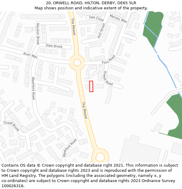 20, ORWELL ROAD, HILTON, DERBY, DE65 5LR: Location map and indicative extent of plot