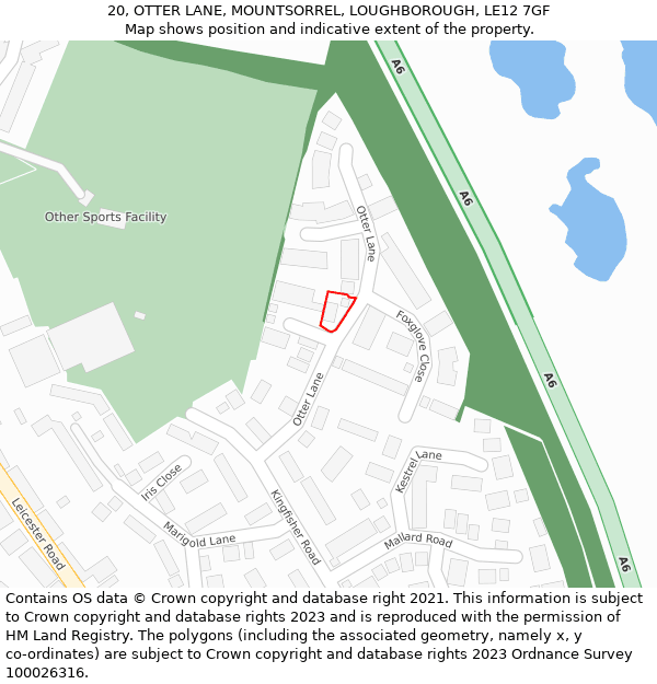 20, OTTER LANE, MOUNTSORREL, LOUGHBOROUGH, LE12 7GF: Location map and indicative extent of plot