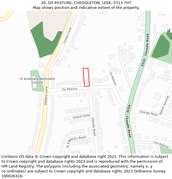 20, OX PASTURE, CHEDDLETON, LEEK, ST13 7HT: Location map and indicative extent of plot