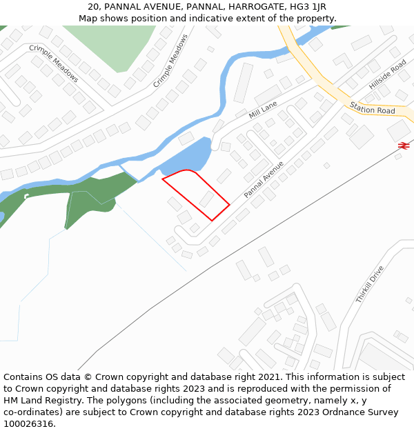 20, PANNAL AVENUE, PANNAL, HARROGATE, HG3 1JR: Location map and indicative extent of plot