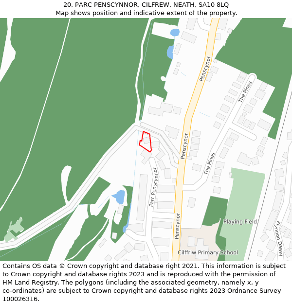 20, PARC PENSCYNNOR, CILFREW, NEATH, SA10 8LQ: Location map and indicative extent of plot