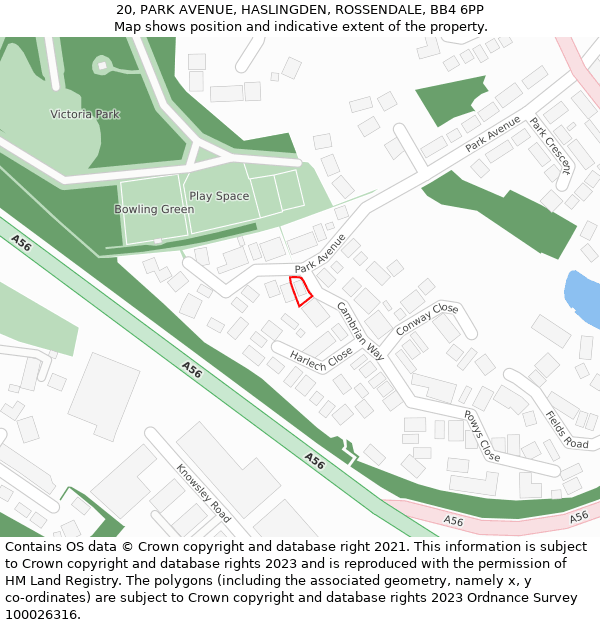 20, PARK AVENUE, HASLINGDEN, ROSSENDALE, BB4 6PP: Location map and indicative extent of plot