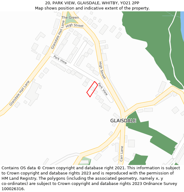 20, PARK VIEW, GLAISDALE, WHITBY, YO21 2PP: Location map and indicative extent of plot