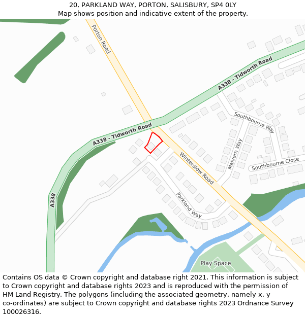 20, PARKLAND WAY, PORTON, SALISBURY, SP4 0LY: Location map and indicative extent of plot