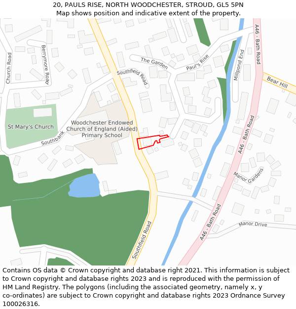 20, PAULS RISE, NORTH WOODCHESTER, STROUD, GL5 5PN: Location map and indicative extent of plot