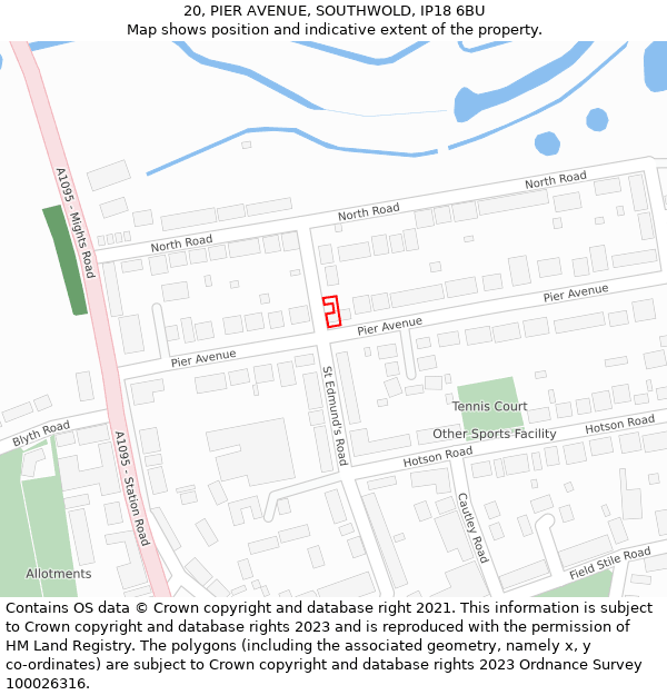 20, PIER AVENUE, SOUTHWOLD, IP18 6BU: Location map and indicative extent of plot