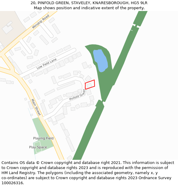 20, PINFOLD GREEN, STAVELEY, KNARESBOROUGH, HG5 9LR: Location map and indicative extent of plot