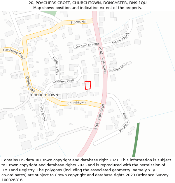 20, POACHERS CROFT, CHURCHTOWN, DONCASTER, DN9 1QU: Location map and indicative extent of plot