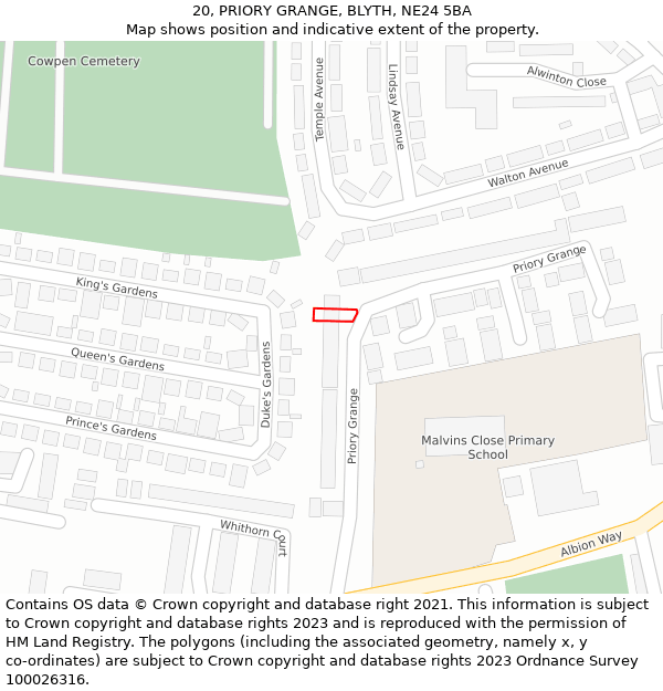 20, PRIORY GRANGE, BLYTH, NE24 5BA: Location map and indicative extent of plot