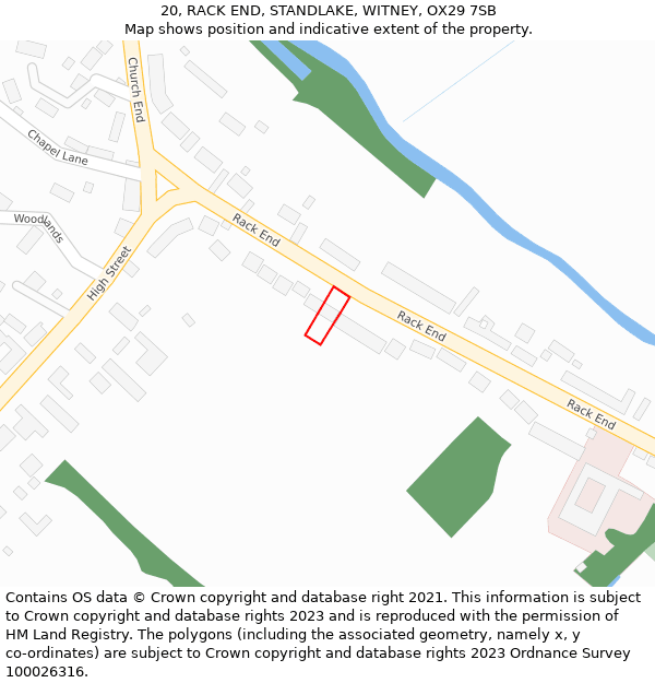 20, RACK END, STANDLAKE, WITNEY, OX29 7SB: Location map and indicative extent of plot