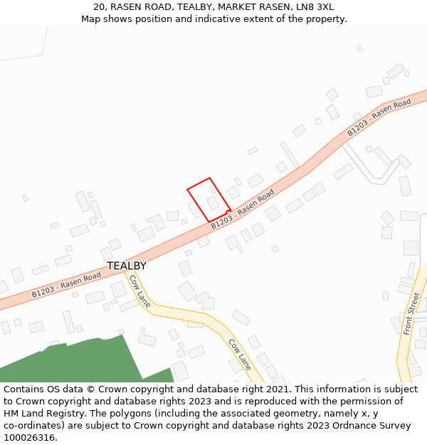 20, RASEN ROAD, TEALBY, MARKET RASEN, LN8 3XL: Location map and indicative extent of plot